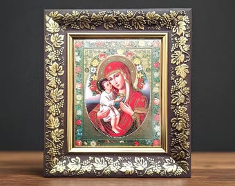 Orthodox icon of the Virgin Mary, 21x24cm, Hanging icon, Home icon, Temple icon, Icon mother of god, Protection theotokos, Christian icon