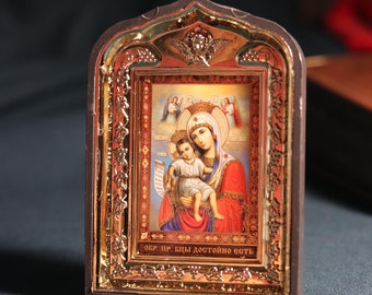 Icon of the Virgin Mary, God's mother, "It Is Truly Meet" icon, Orthodox icon, Orthodox christian, Christianity art, Icon 10x14 cm
