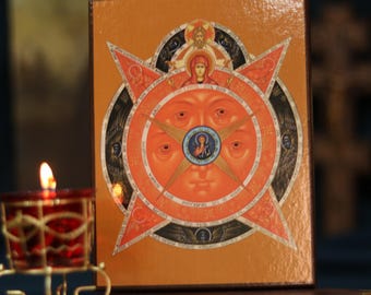 All-Seeing Eye of God Wooden Icon Orthodox Religious Art 6.3x4.7in