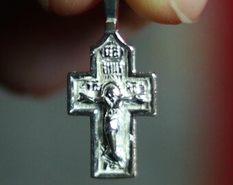 Orthodox Silver Cross Pendant – Sterling Silver 925 – 0.9×1.5 cm – 1.26 g – Mini Crucifix Necklace, Crucifix Pendant, Baptism gift