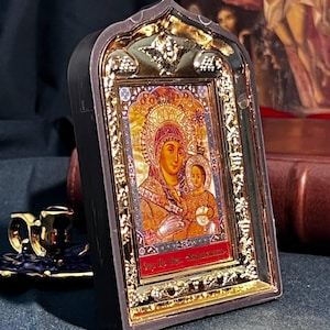 Ikone der Mutter Gottes 10x15, Kasan Ikone der Mutter Gottes, kybernetische Ikone, kybernetisches Kreuz, Hängende Ikone, Mutter Gottes, Jungfrau Maria