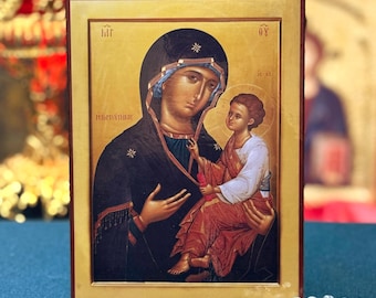 Gorgoepikoos Quick to Hearken Mother of God Wooden Icon 6.3–11 in
