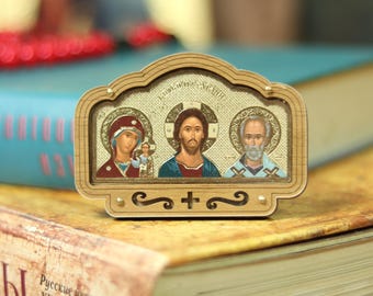 Grecka ikona prawosławna, mała ikona kieszonkowa, chrześcijańska ikona podróżna, ikona kościoła prawosławnego, dar religijny, ikona błogosławiona