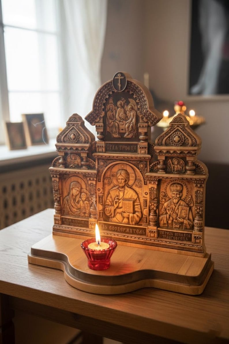 Wood Home Iconostasis 20 In, Stained and Lacquered, Orthodox Prayer ...