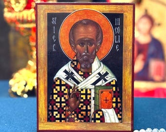 Saint Nicholas the Wonderworker Orthodox Wooden Icon 6.3–11 in