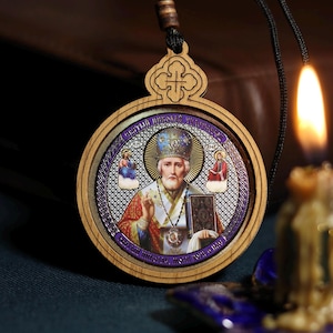 Car Pendant &quot;St. Nicolas&quot; – Greek Style,  Orthodox icon, Orthodox christian, Christianity art, Religious car decor