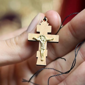 Handmade wooden Orthodox cross, Wooden cross, Orthodox pendant, Christian cross, Jesus crucifix, Wlessed cross, Orthodox necklace