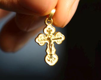 Orthodoxe Kreuzhalskette, Jesus Kreuz Anhänger mit Jesus Christus, christlicher Kreuz Anhänger, Kruzifix Halskette.