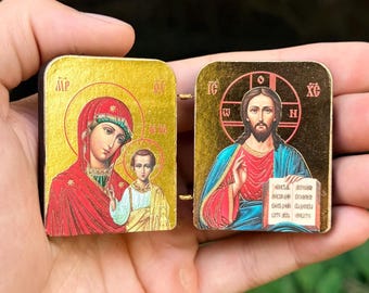 Orthodox Diptych Icon, Virgin Mary and Jesus Christ