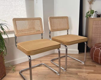 Set of 4 Yellow Velvet Mid Century Modern Dining Chairs