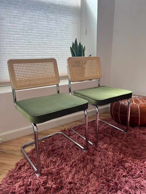 Set of Green Velvet Mid Century Modern Dining Chairs MCM