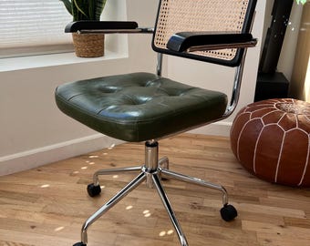 Office Desk Chair Mid Century Modern MCM with rattan / wood