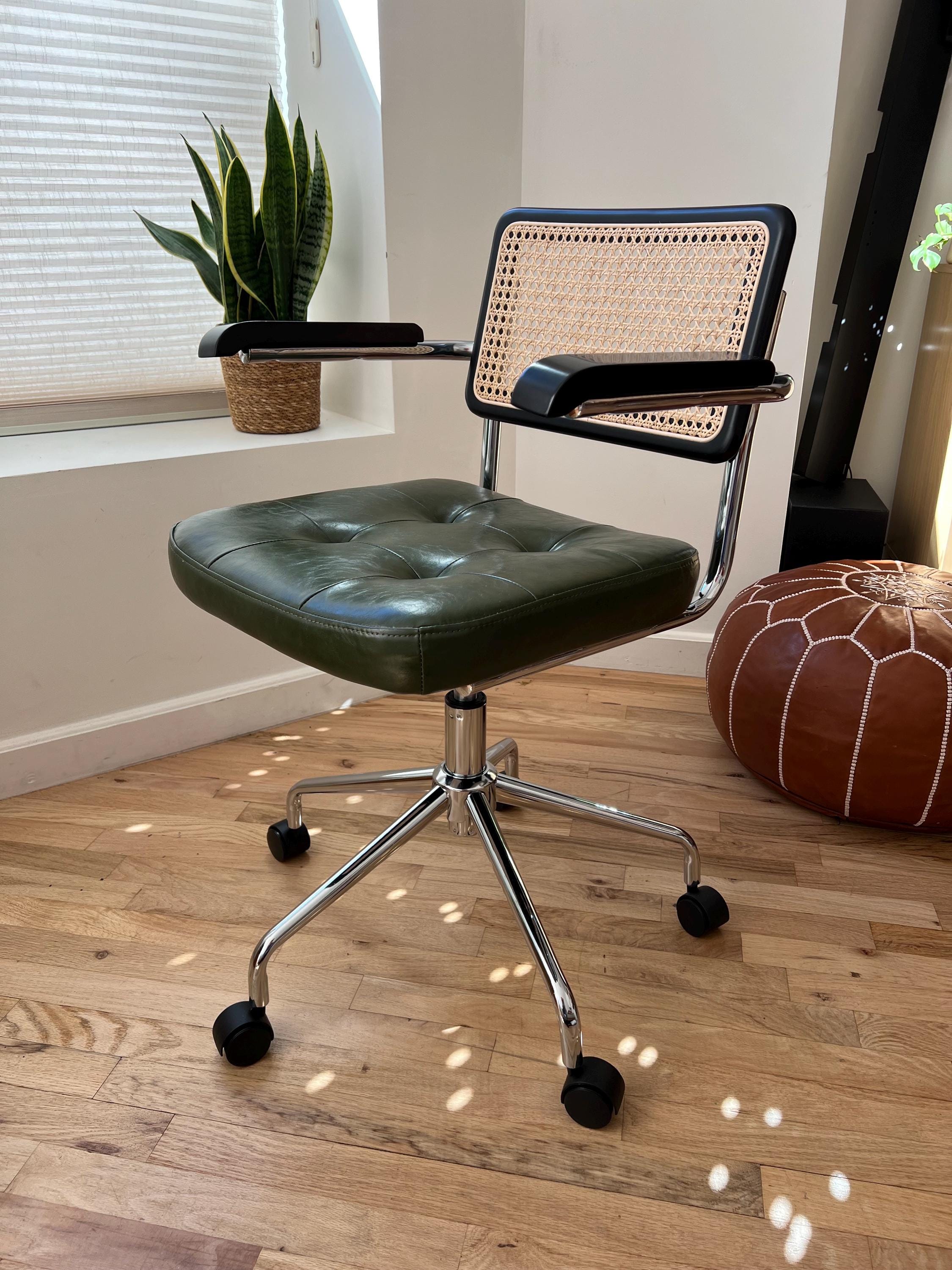 Office Desk Chair Mid Century Modern MCM with rattan / wood