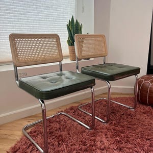 Set of 4 Mid Century Modern MCM Dining Chairs Wood / Rattan for dining table