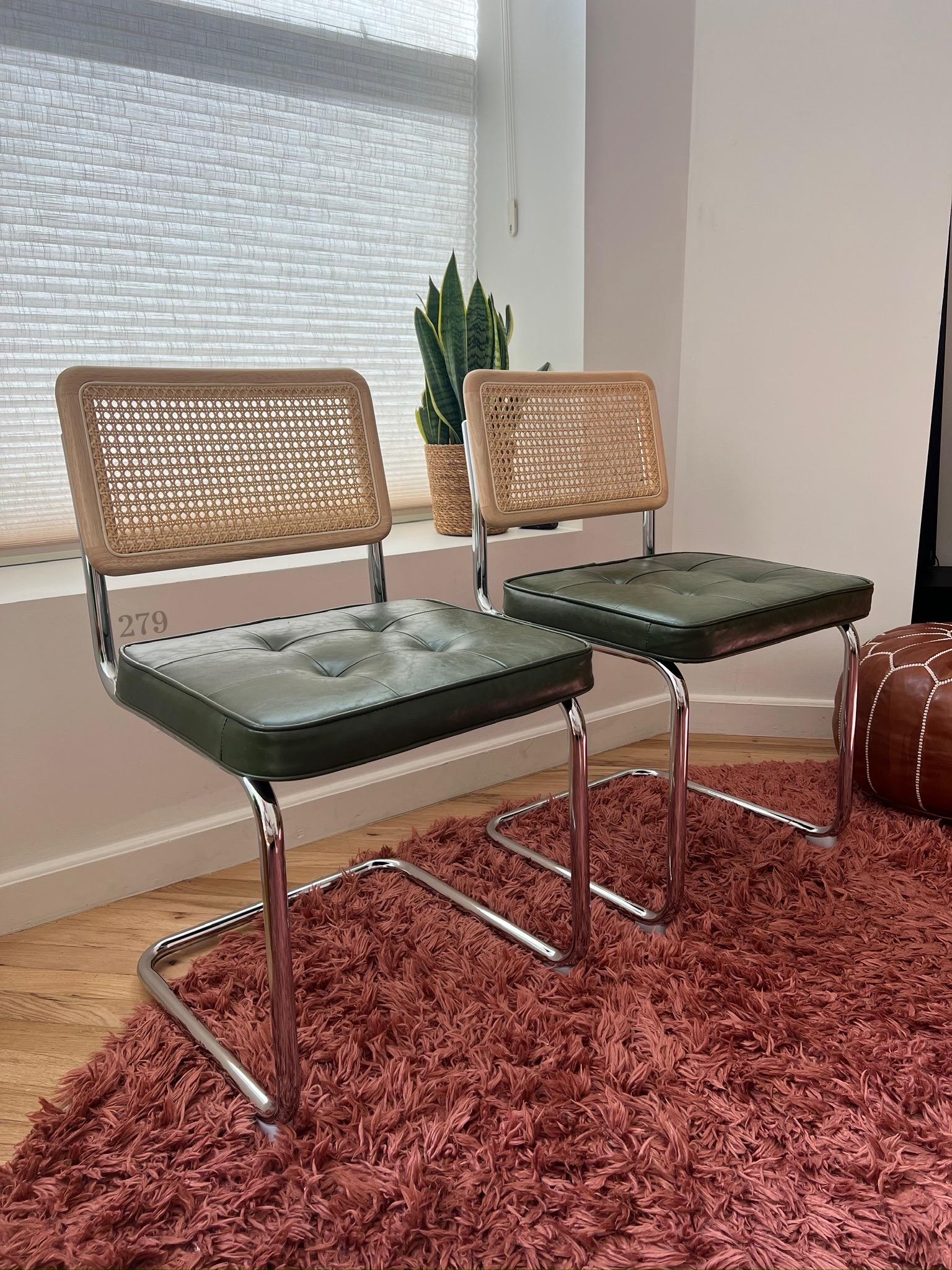 Set of 2 Mid Century Modern MCM Dining Chairs Wood / Rattan for dining table