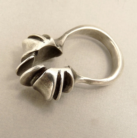 Sterling Silver Brutalist Ring Viking Modernist Wi