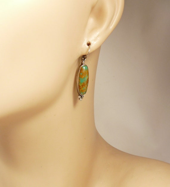 Navajo Sterling & Green Turquoise Earrings RB Ric… - image 3