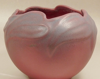 Vintage Van Briggle Art Pottery Vase Planter Leaf Pattern Mulberry Glaze