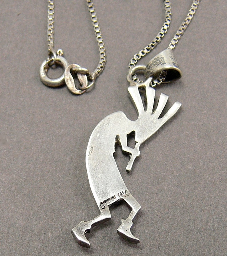 Vintage Navajo Sterling Silver Kokopelli Pendant with Chain Etsy