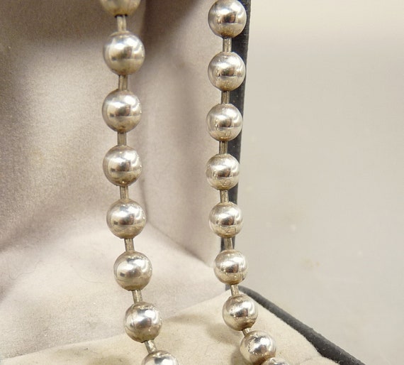 Sterling Silver 925 Bead Ball Chain Necklace Vint… - image 4