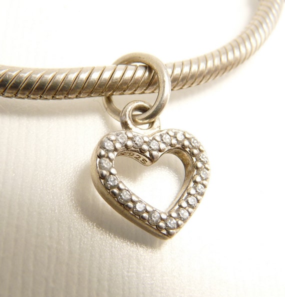 Pandora Sterling 925 Bracelet Diamond Heart Charm… - image 2