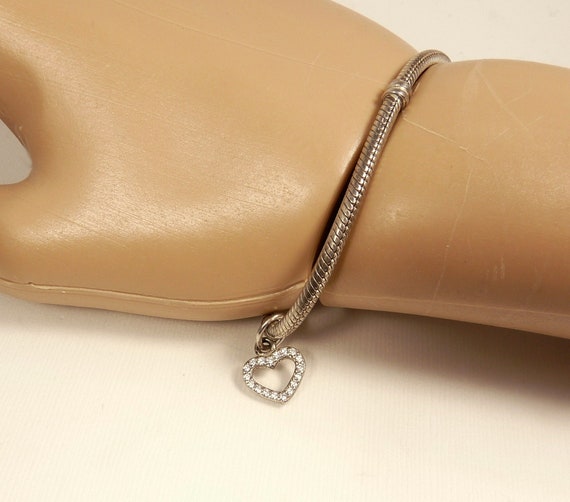 Pandora Sterling 925 Bracelet Diamond Heart Charm… - image 4