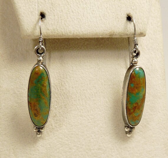 Navajo Sterling & Green Turquoise Earrings RB Ric… - image 4