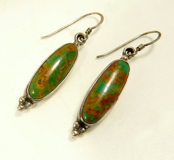 Navajo Sterling & Green Turquoise Earrings RB Ric… - image 6