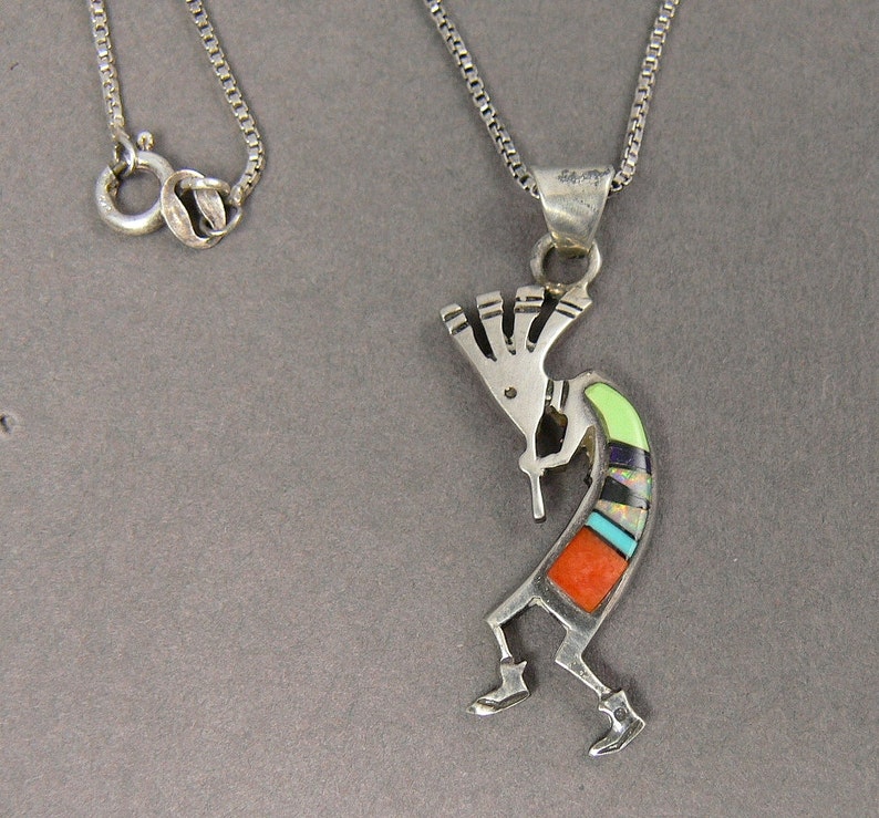 Vintage Navajo Sterling Silver Kokopelli Pendant with Chain Etsy