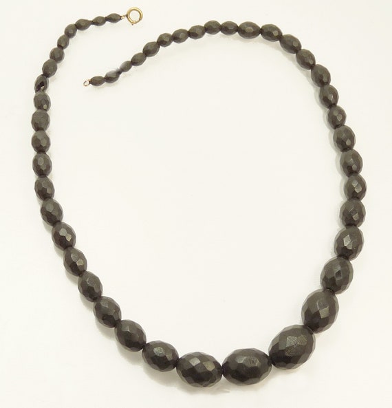 Antique Vulcanite Faceted Bead Necklace - image 6