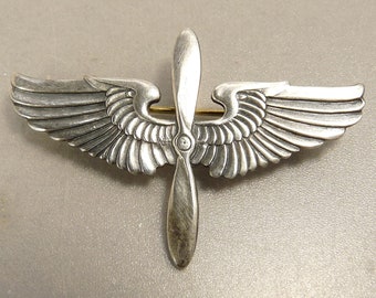 WWII Air Force Sterling Silver Wings Pin