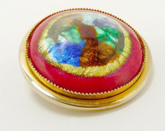 Modernist French Enamel Dome Brooch