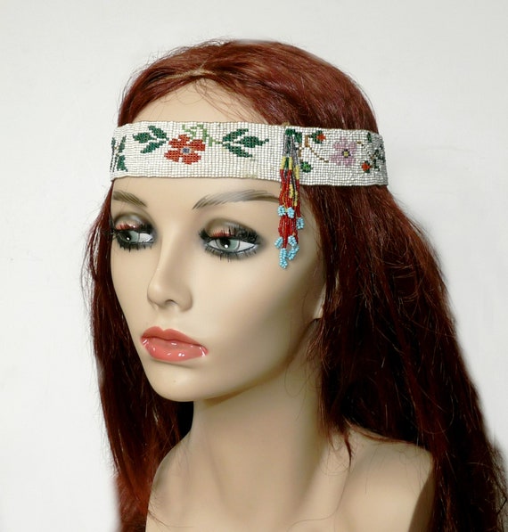 Antique Art Deco Flapper Seed Bead Headband