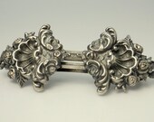 Vintage Victorian Revival Silver Hair Barrette Clip