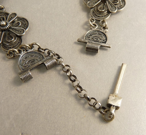 Vintage Sterling Silver 925 Cannetille Link Brace… - image 5