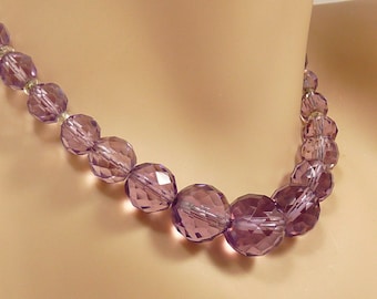 Vintage Faceted Amethyst Crystal Bead Necklace