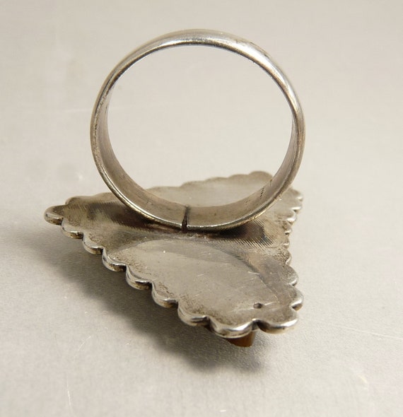 Mid Century Mexico Sterling & Tiger Eye Ring Mode… - image 7
