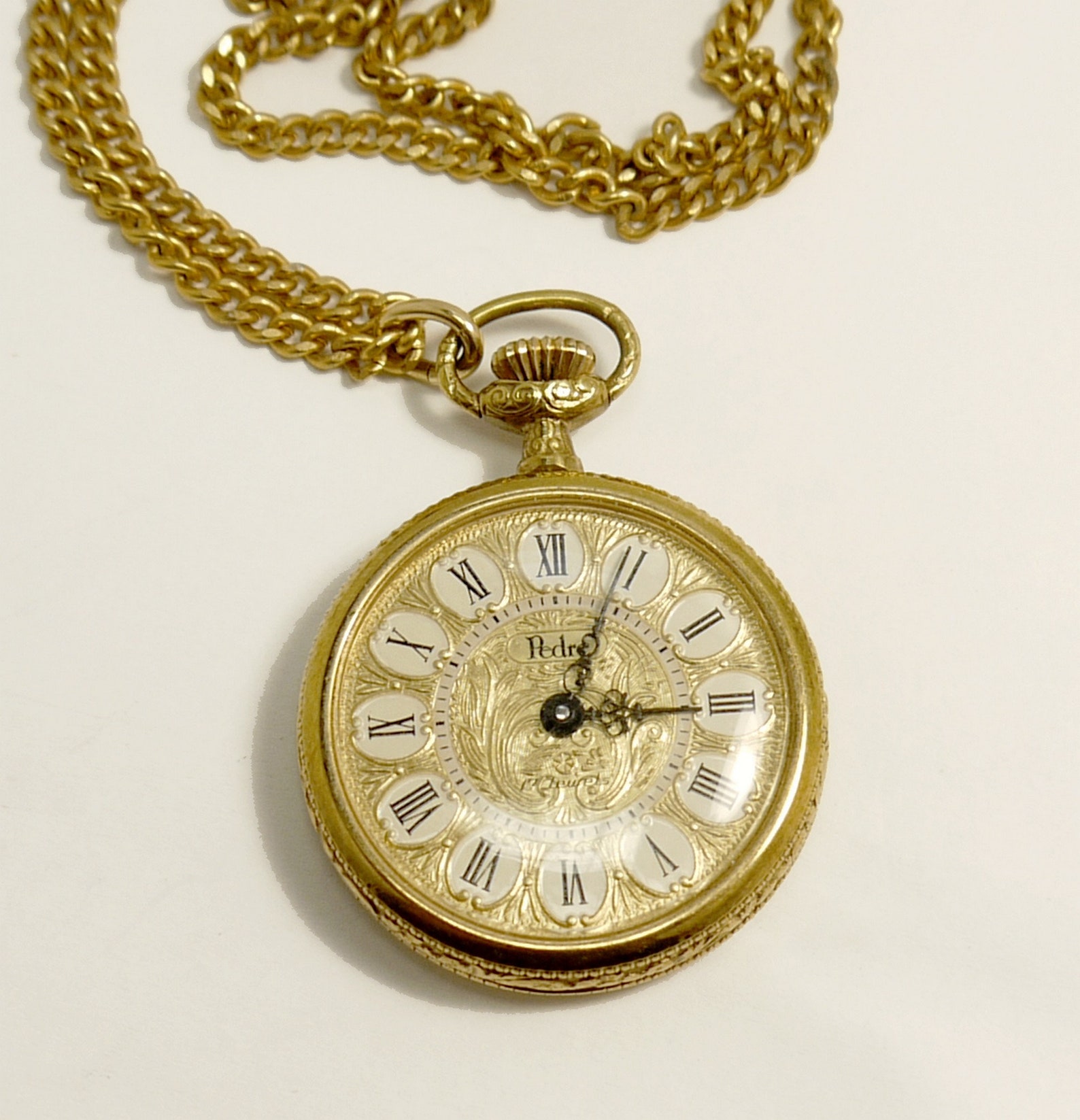 Vintage Ladies Pocket Watch Necklace Pedre 17 Jewels Etsy