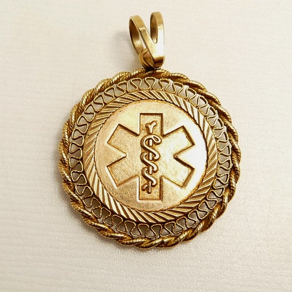 14K Gold Medical Alert Pendant Diabetic 2 Vintage Jewelry