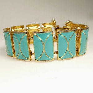 Vintage Alice Caviness Bracelet Blue Enamel Link Vintage Jewelry
