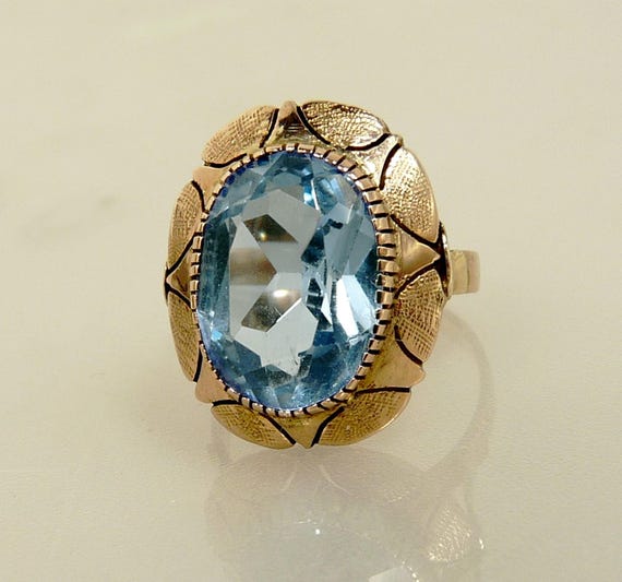 Antique 14K Gold & Aquamarine Ring