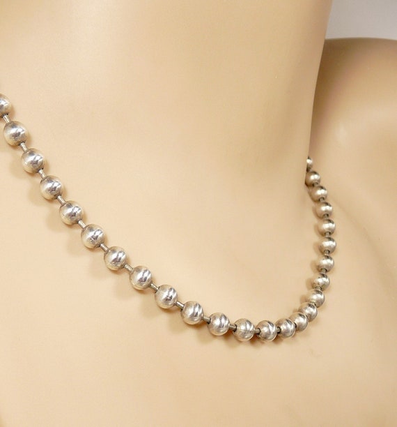 Sterling Silver 925 Bead Ball Chain Necklace Vint… - image 2