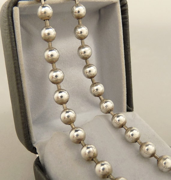 Sterling Silver 925 Bead Ball Chain Necklace Vint… - image 1