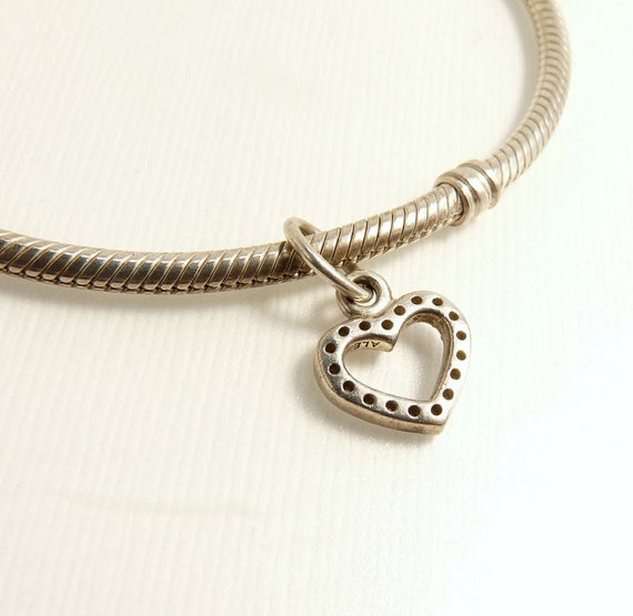 Pandora Sterling 925 Bracelet Diamond Heart Charm… - image 3
