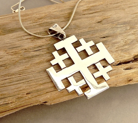 Cross Potent Necklace or Earrings, Jerusalem Cross, Waterproof Stainless  Charm | eBay