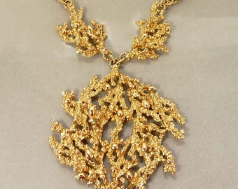 Vintage Napier Sea Fern Coral Motif Necklace Statement Jewelry