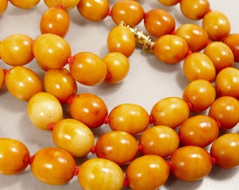 80s Kenneth Lane Beaded Necklace Yellow Orange Beads 32"