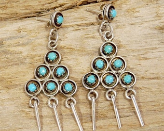 Native American Earrings Sterling Silver & Turquoise Vintage Jewelry