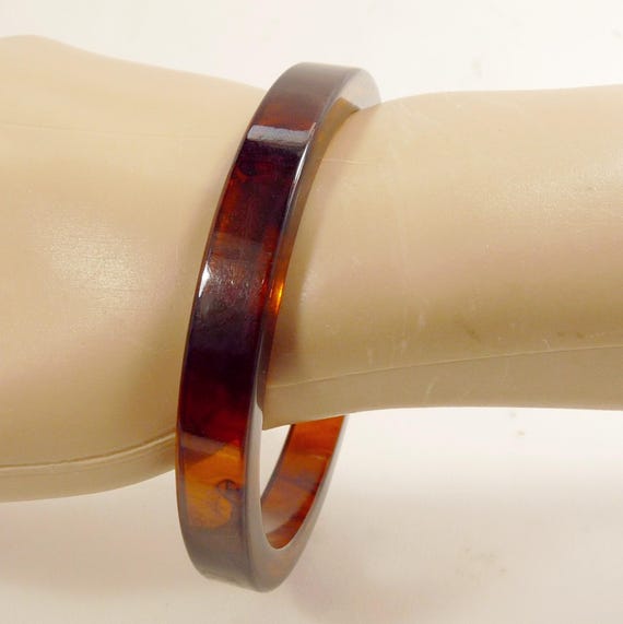 Pair Root Beer Bakelite Bangle Bracelets Vintage … - image 2