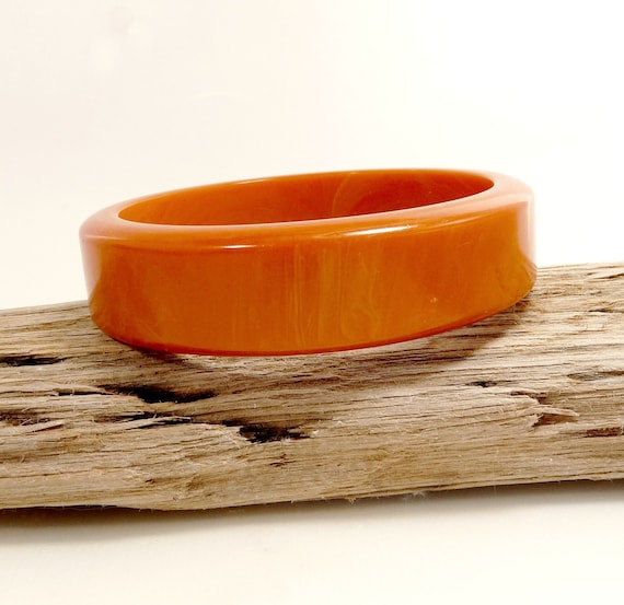 Vintage Bakelite Bangle Bracelet Orange Bakelite - image 1